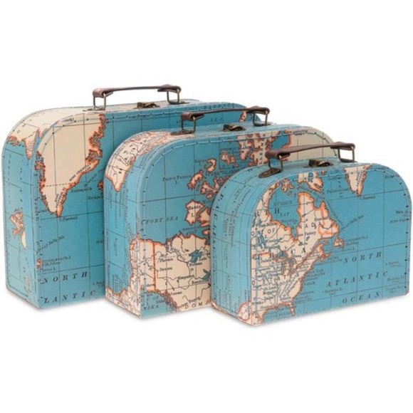 Jewelkeeper Paperboard Suitcases, Set of 3 – Vintage Decorative Storage Box - Picture 3 of 12